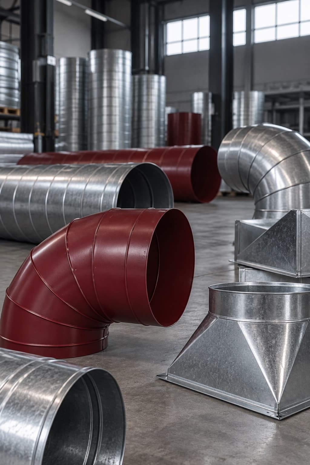Round ducts, elbows and transitions in the workshop