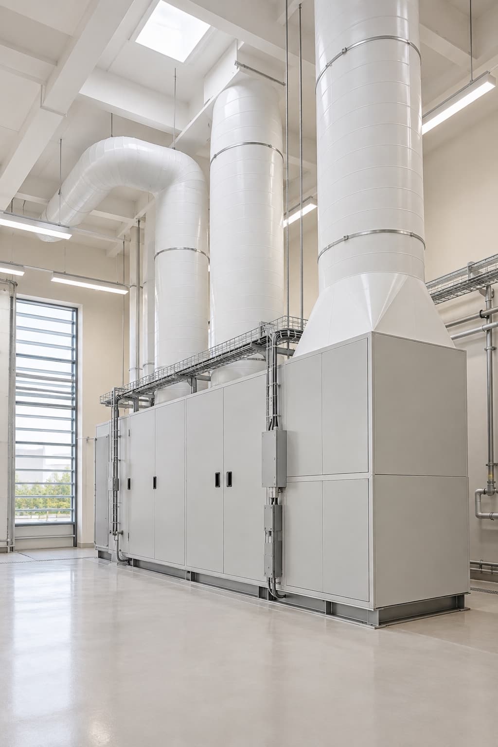 Air handling unit in a bright plant room